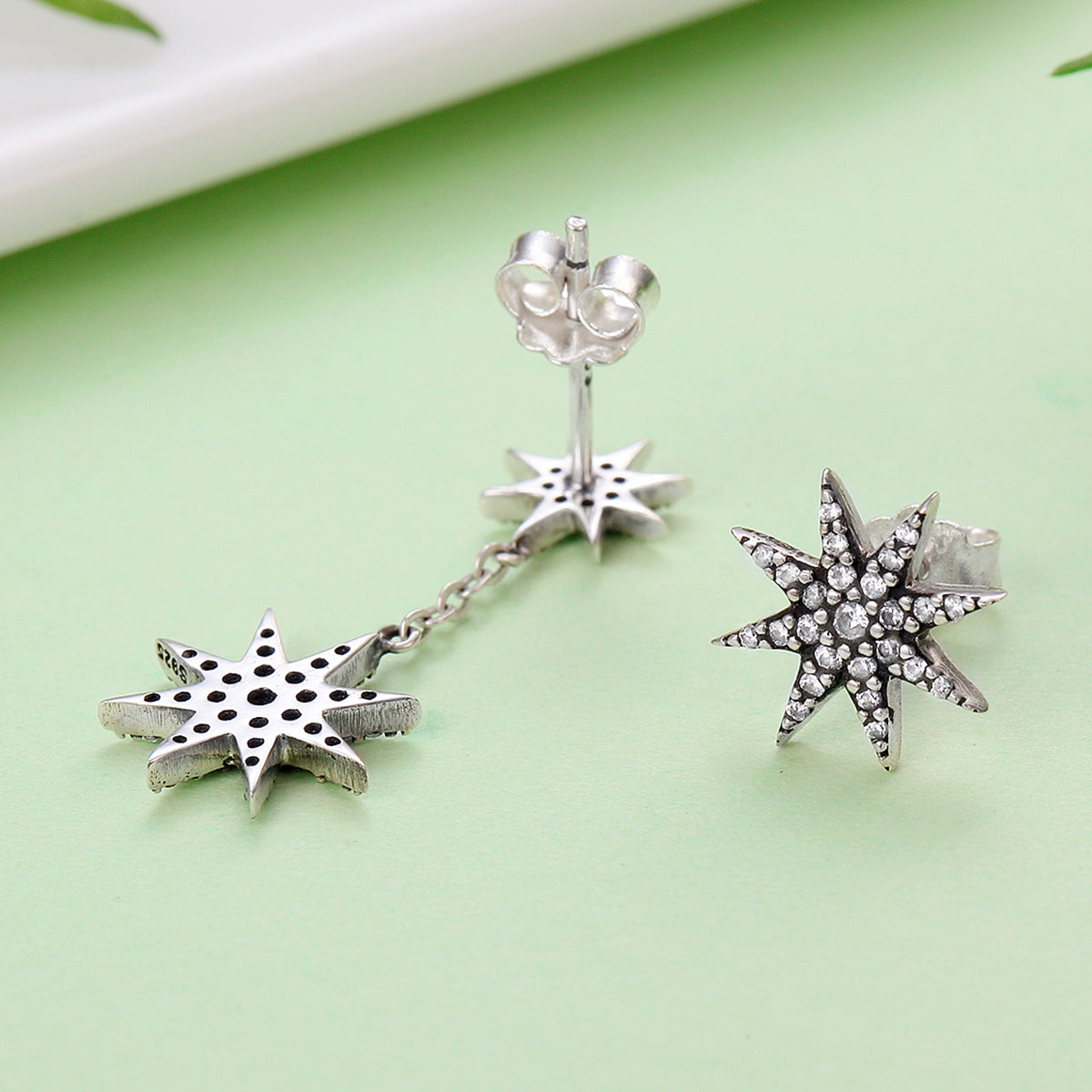 star earrings star shaped Fashion Sterling silver long earrings for Valentine's day