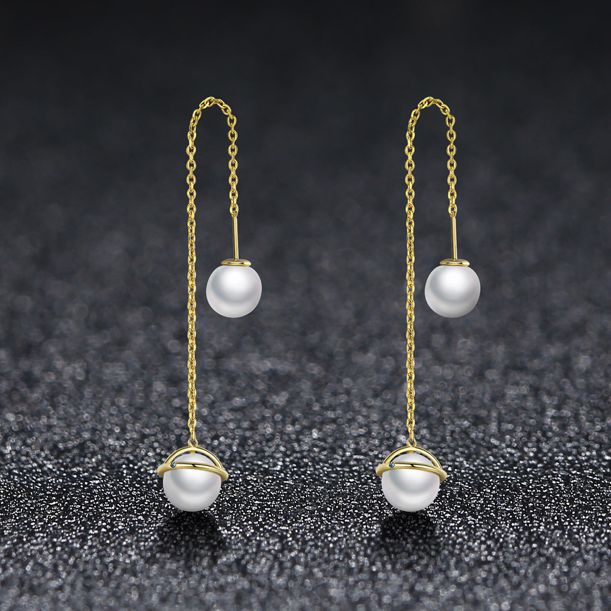 Fashion Sterling silver long pearl drop earrings for Valentine's day