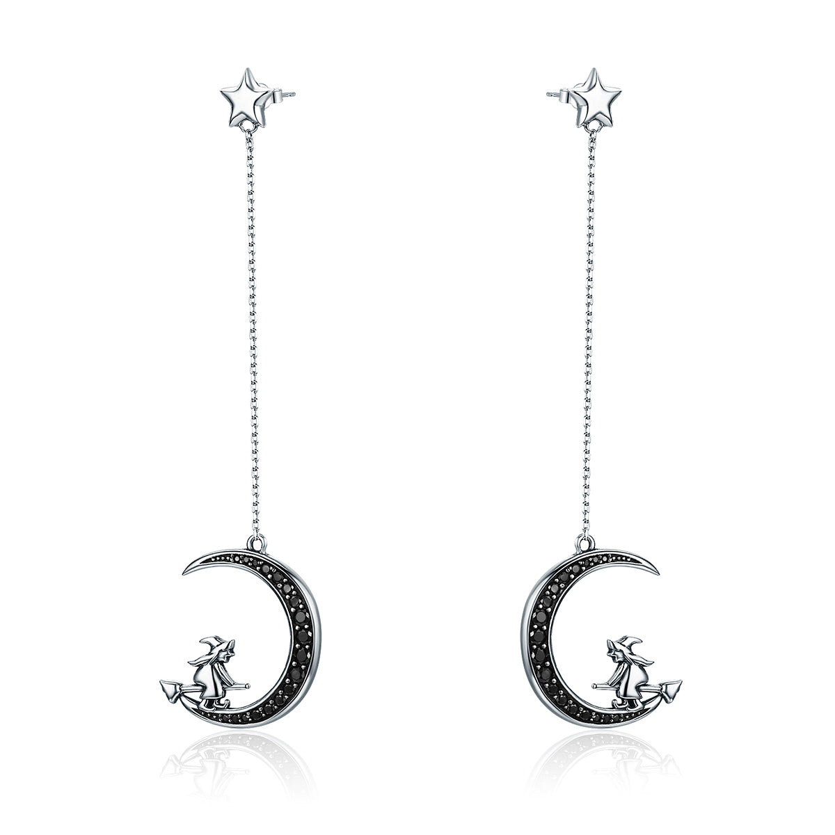 Moon and star earrings Fashion Sterling silver earrings for Valentine's day