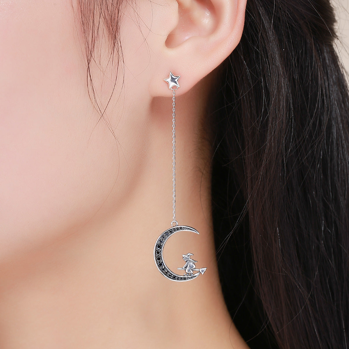 Moon and star earrings Fashion Sterling silver earrings for Valentine's day