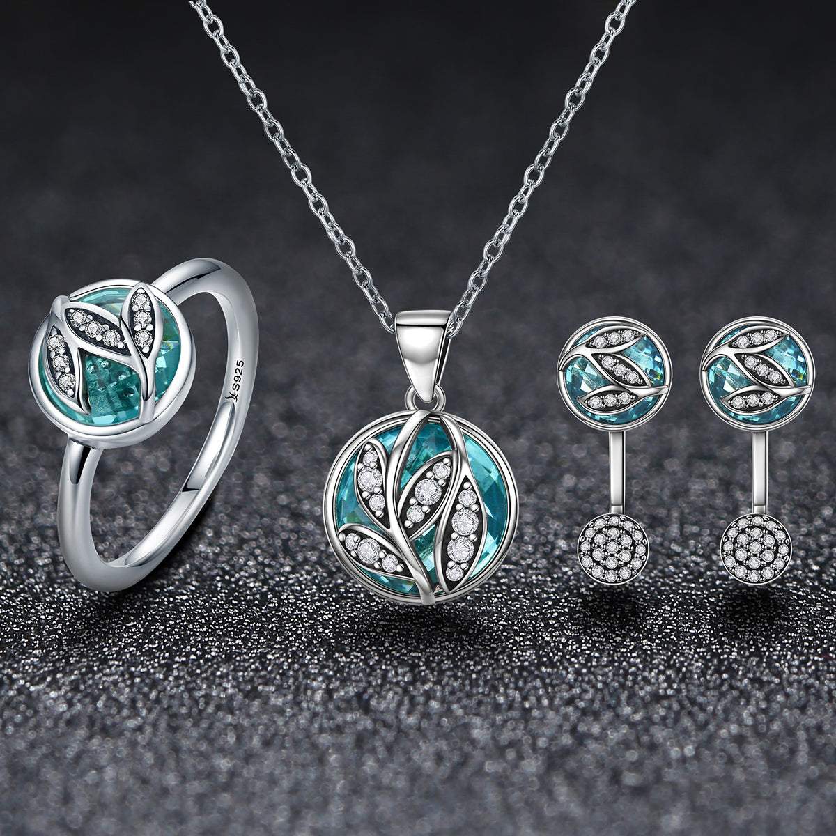 2022 Fashion Sterling silver jewelry set for Mothers' day sterling silver rings earrings