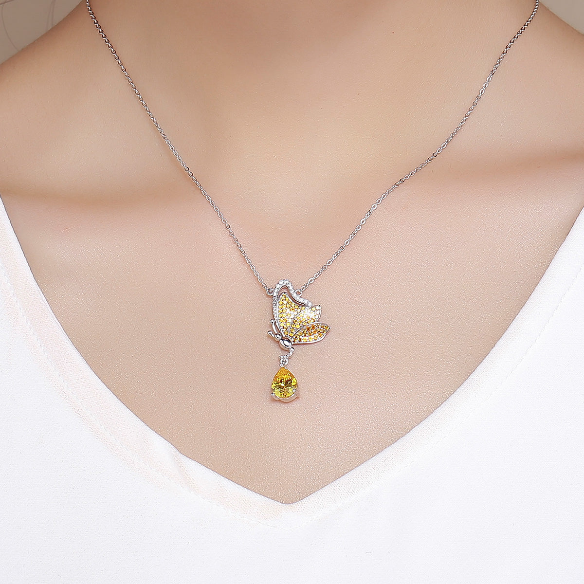 silver butterfly necklace