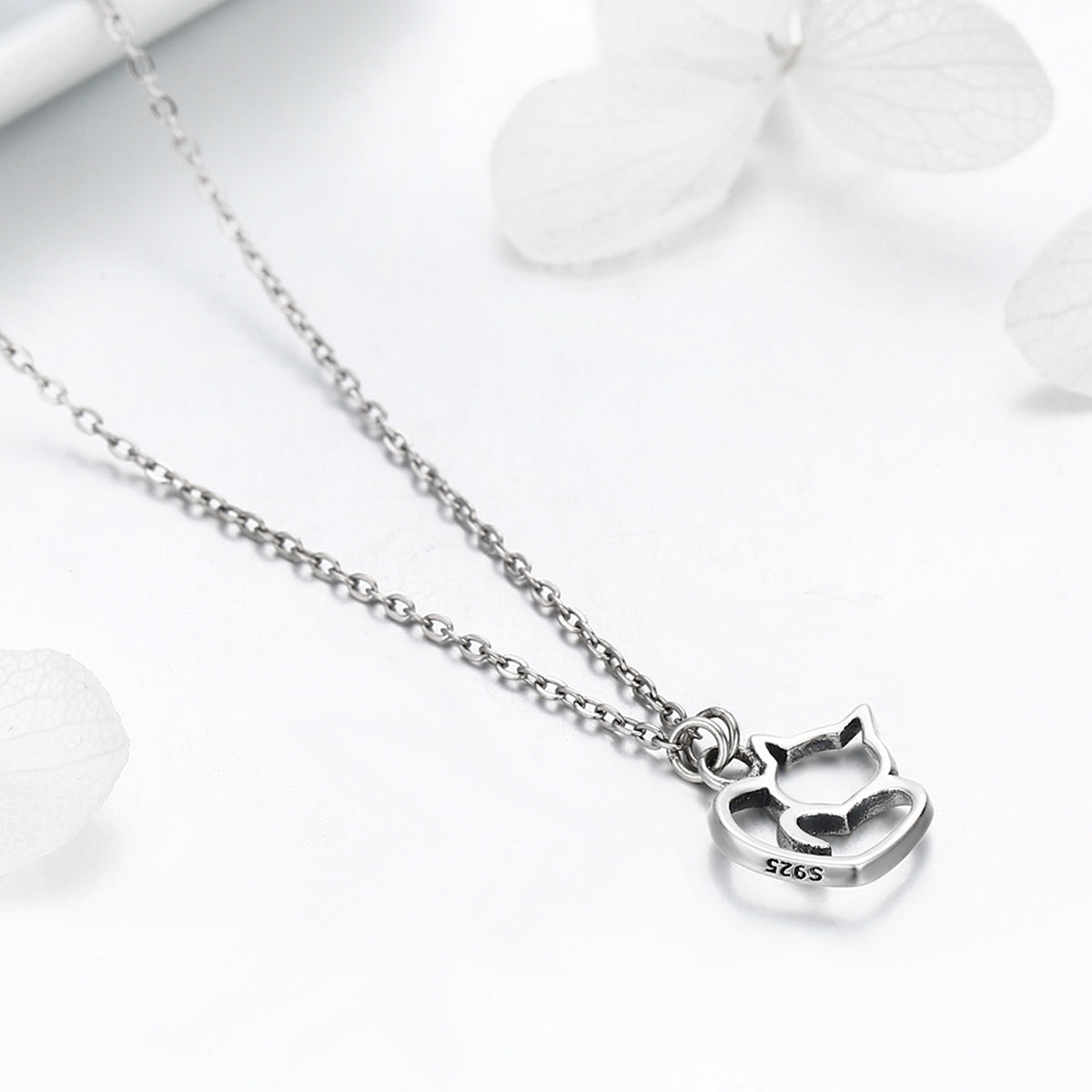 sterling silver cat necklace