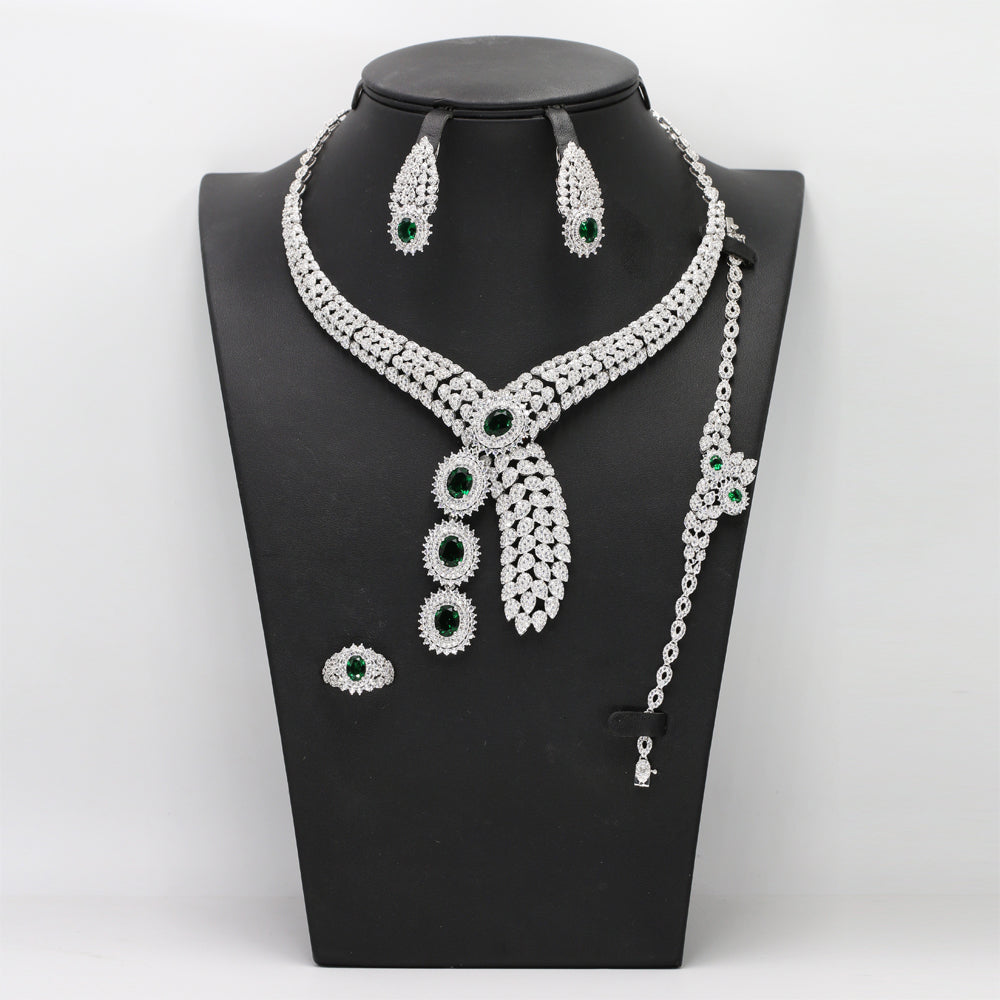 Jewellery set solid sterling silver bridal jewellery set with emerald bridal sets