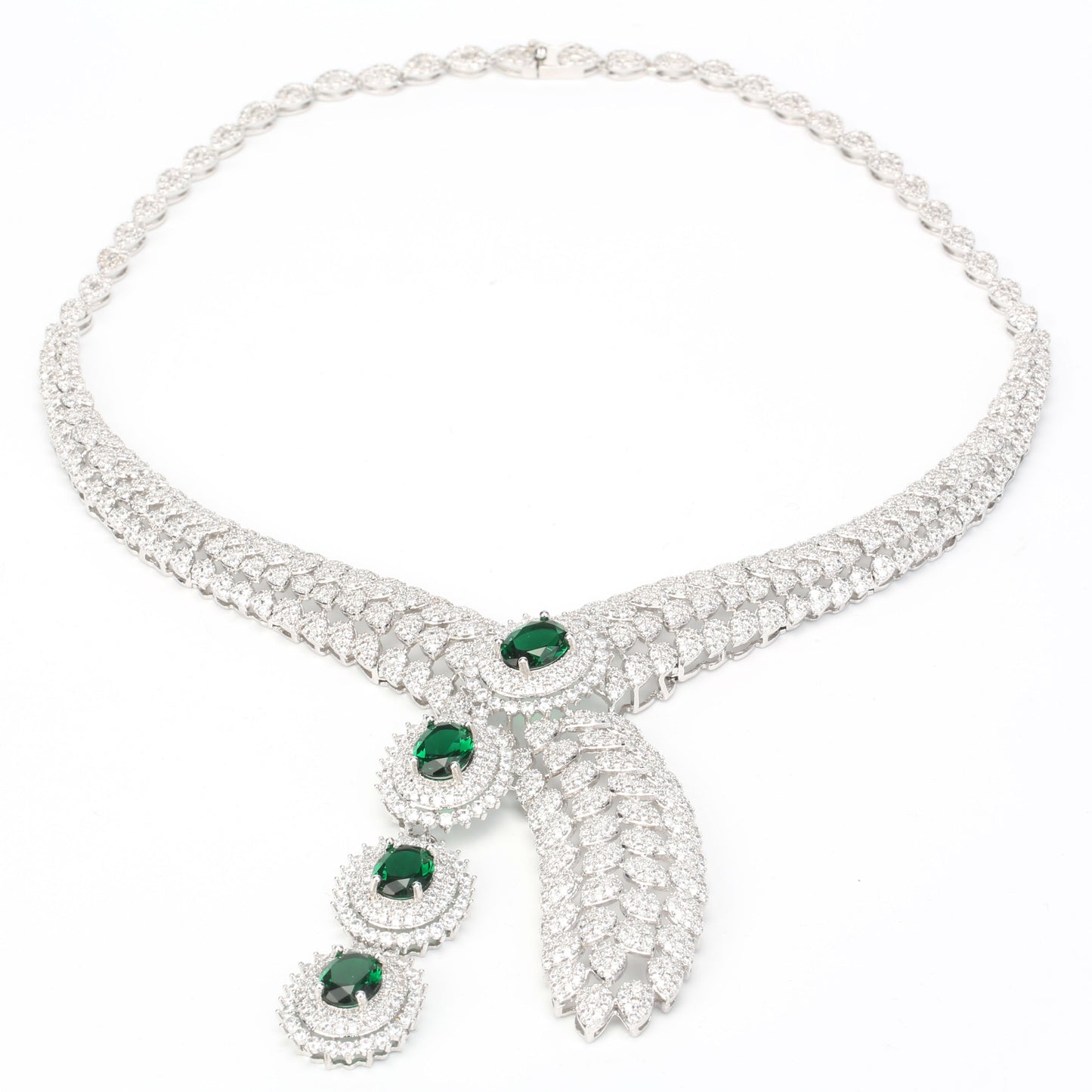 Jewellery set solid sterling silver bridal jewellery set with emerald bridal sets