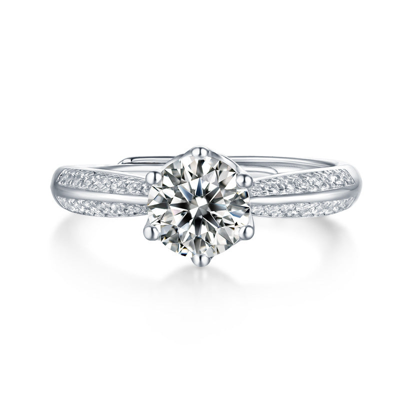 S925 Sterling Silver 6 Prong Moissanite Engagement Ring 0.5ct/1.0ct/2.0ct/3.0ct Moissanite Rings For Women