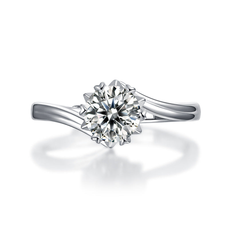 Sterling Silver 6 Prong Moissanite Engagement Ring 0.5ct/1.0ct/2.0ct/3.0ct Moissanite Rings For Women