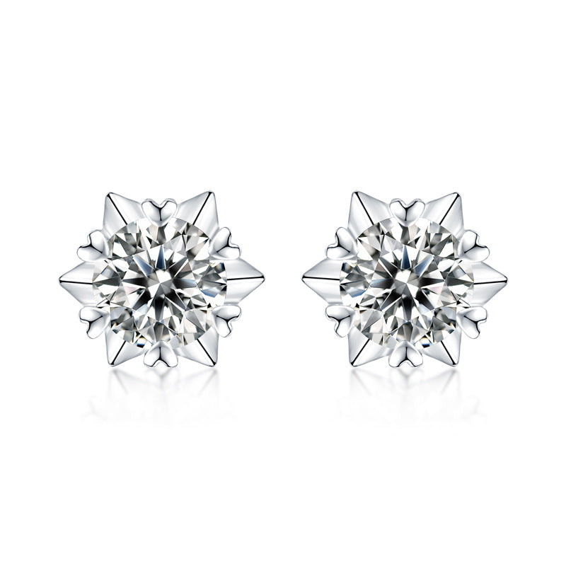 Moissanite Stud Earrings, 1ct /2.0 ct DF Color Ideal Cut Lab Created Diamond 18K White Gold Plated over sterling silver Earrings for Women