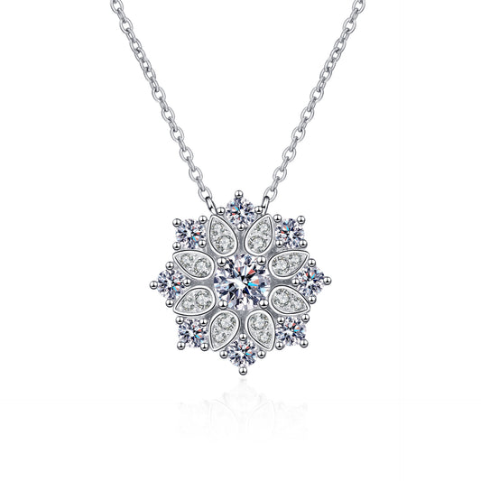 0.5ct Moissanite Sterling Silver Pendant Necklace Flower Shape Necklace