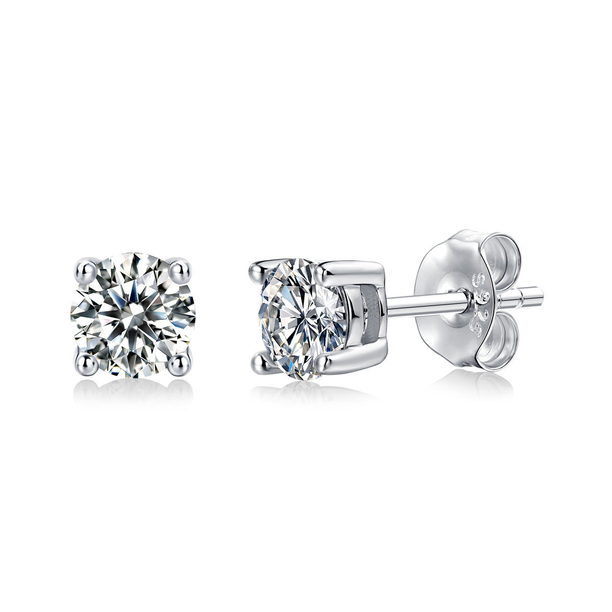 Moissanite Stud Earrings with 1.0ct Color Round Cut Lab Created Diamond Earrings in Sterling Silver with 18K White Gold Plated for Women