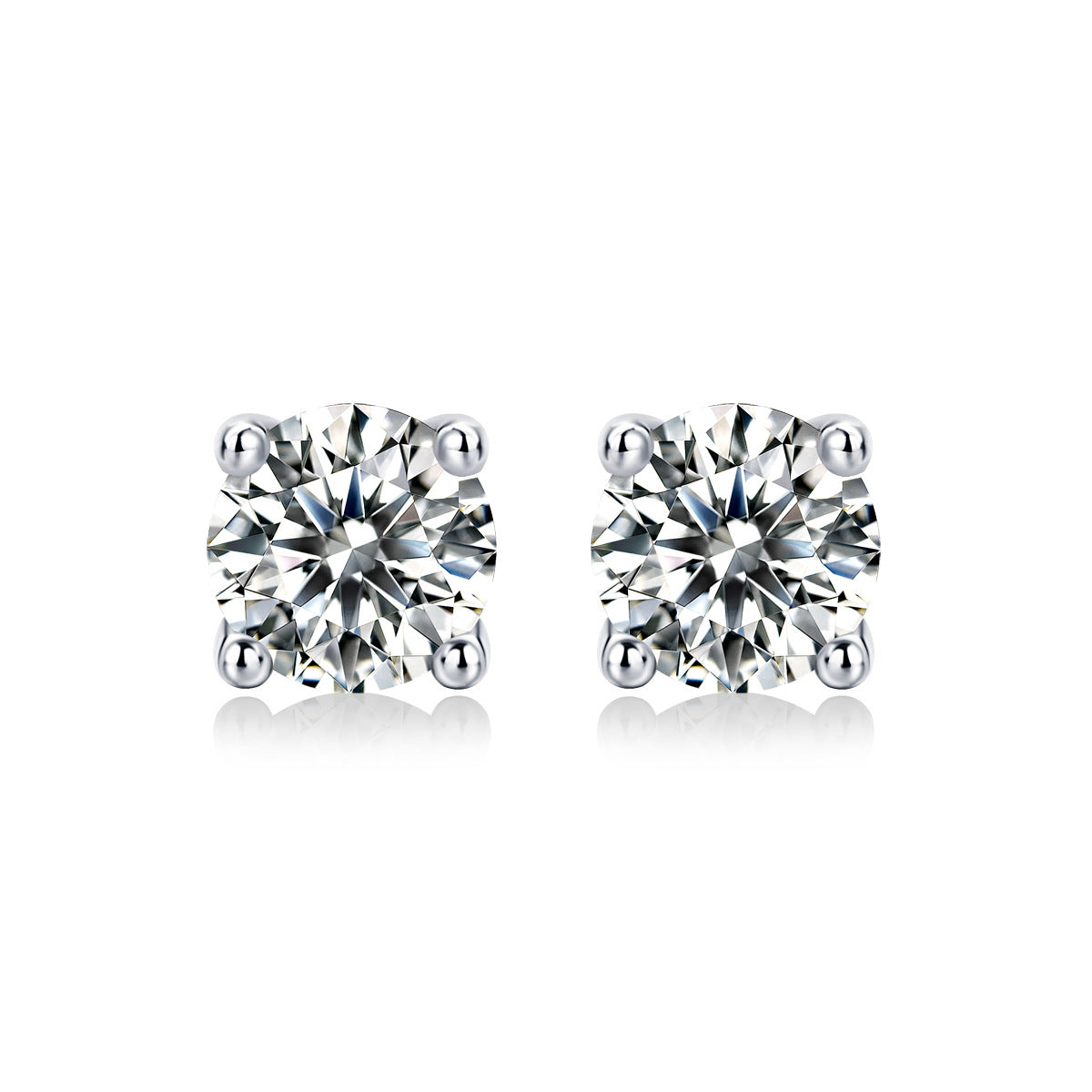 Moissanite Stud Earrings with 1.0ct Color Round Cut Lab Created Diamond Earrings in Sterling Silver with 18K White Gold Plated for Women