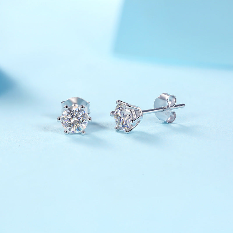 Moissanite Stud Earrings, 1.0ct /2.0 ct DF Color Ideal Cut Lab Created Diamond 18K White Gold Plated over sterling silver Earrings for Women