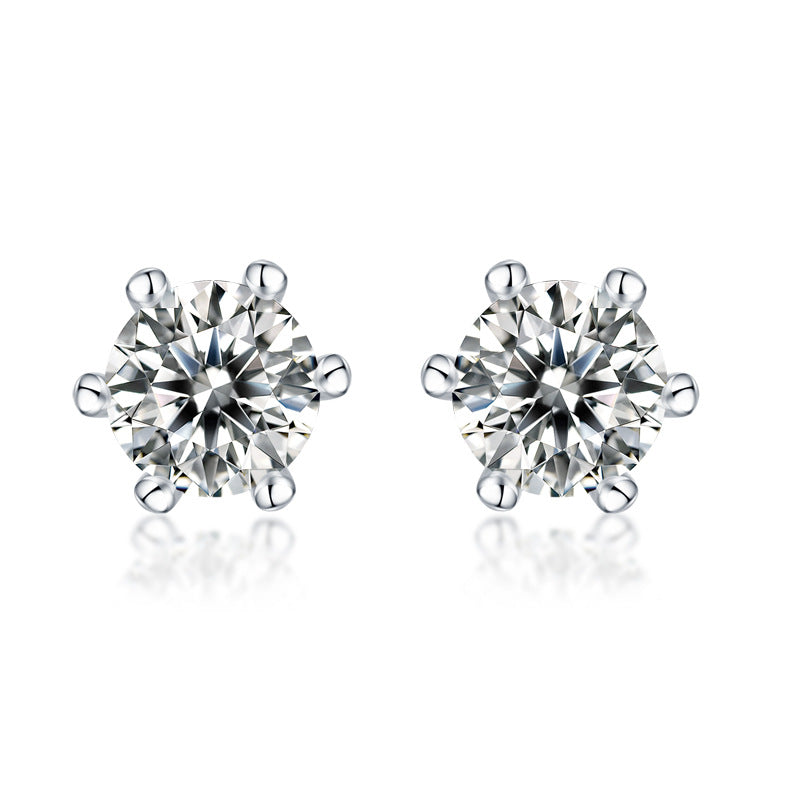 Moissanite Stud Earrings, 1.0ct /2.0 ct DF Color Ideal Cut Lab Created Diamond 18K White Gold Plated over sterling silver Earrings for Women