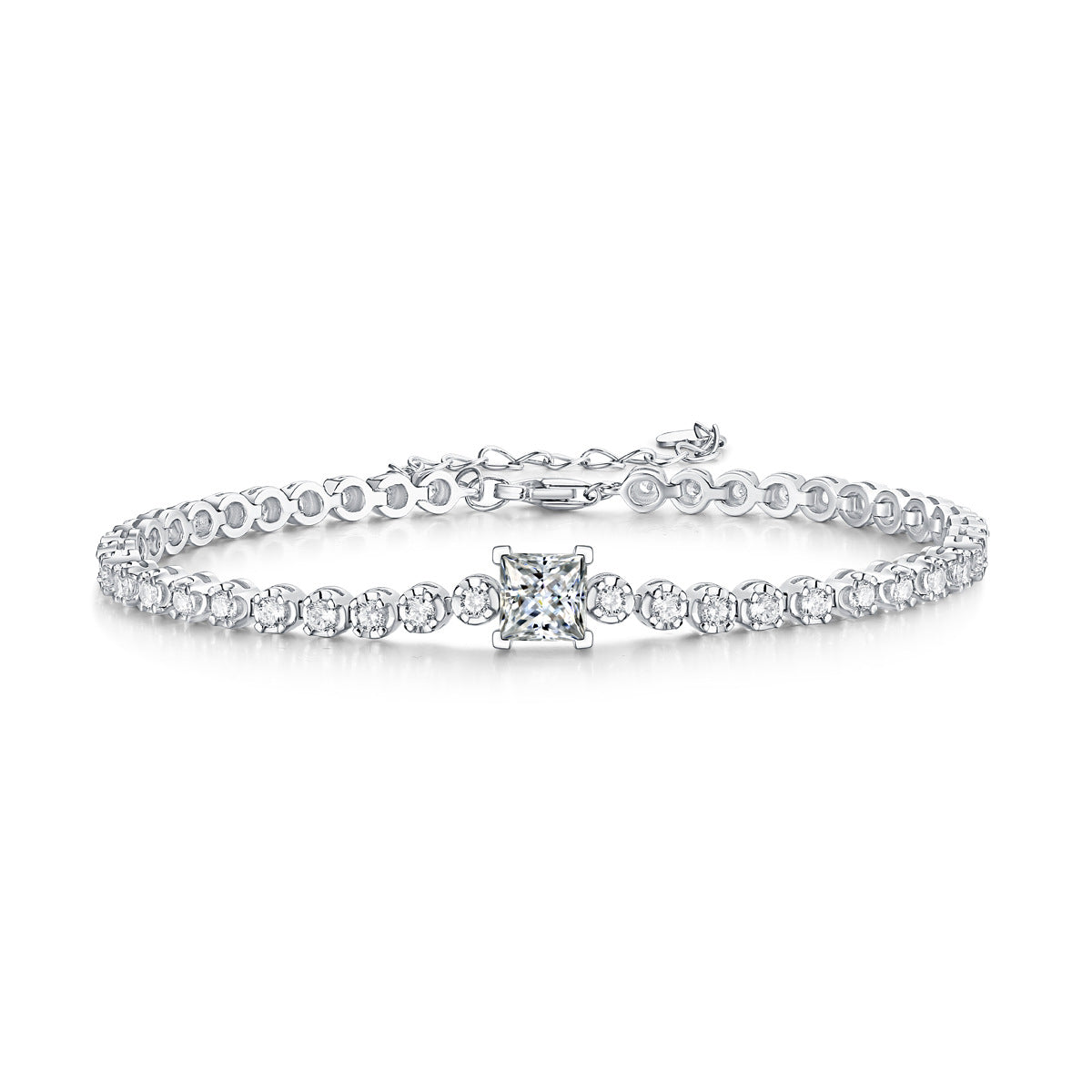 1.0Ct Moissanite Tennis Bracelet Princess Cut Moissanite Bracelet for Women in 925 Sterling Silver perfect gifts