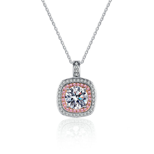 1.0 Ct Moissanite Pendant Necklace 18K White Gold Plated sterling Silver D Color Round Cut Diamond Necklace for Women with Certificate of Authenticity