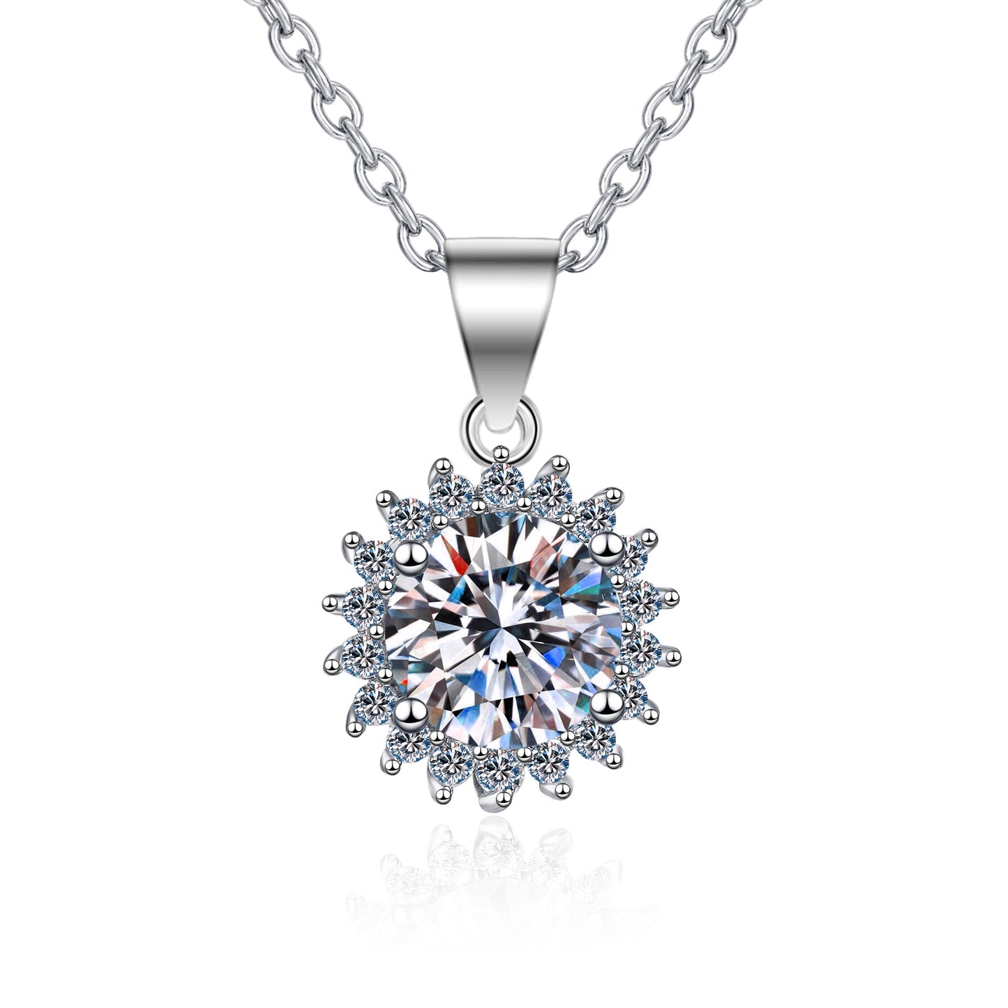 0.5 Ct/1.0ct/3.0ct/5.0ct  Moissanite Pendant Necklace 18k White Gold Plated Sterling Silver D Color Round Cut Diamond Necklace