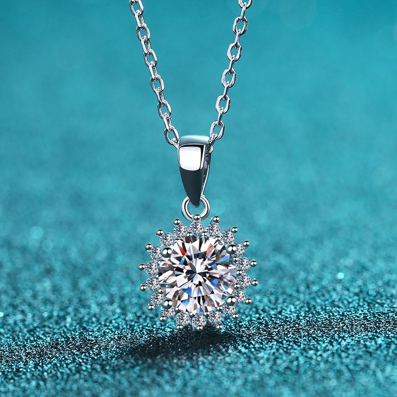 0.5 Ct/1.0ct/3.0ct/5.0ct  Moissanite Pendant Necklace 18k White Gold Plated Sterling Silver D Color Round Cut Diamond Necklace