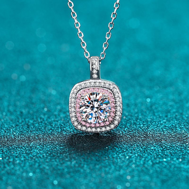 1.0 Ct Moissanite Pendant Necklace 18K White Gold Plated sterling Silver D Color Round Cut Diamond Necklace for Women with Certificate of Authenticity