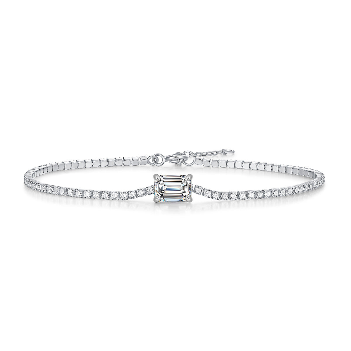 Moissanite Tennis Bracelet Princess Cut Moissanite Bracelet for Women in 925 Sterling Silver