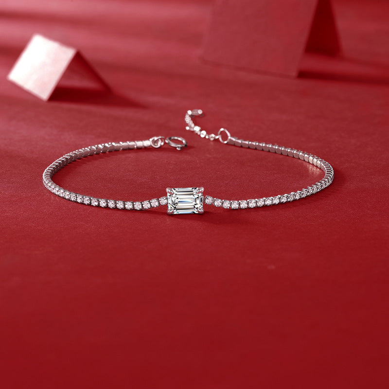 Moissanite Tennis Bracelet Princess Cut Moissanite Bracelet for Women in 925 Sterling Silver