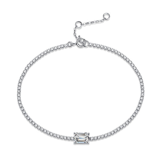 Moissanite Tennis Bracelet Princess Cut Moissanite Bracelet for Women in 925 Sterling Silver