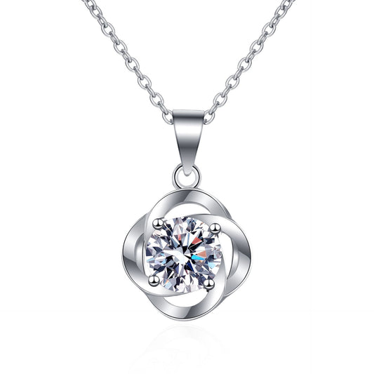 Moissanite Pendant Necklace 18K White Gold Plated sterling Silver D Color Ideal Cut Diamond Necklace for Women with Certificate of Authenticity