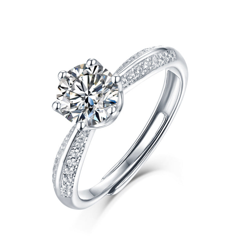 S925 Sterling Silver 6 Prong Moissanite Engagement Ring 0.5ct/1.0ct/2.0ct/3.0ct Moissanite Rings For Women