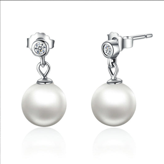 real silver solid sterling silver pearl earrings with pearls