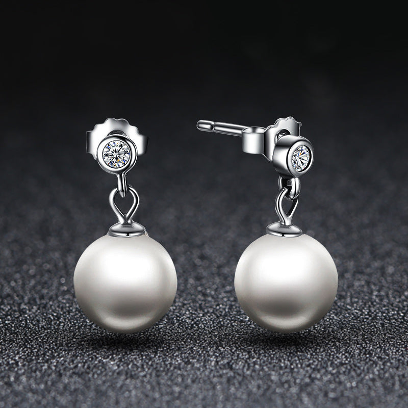 real silver solid sterling silver pearl earrings with pearls