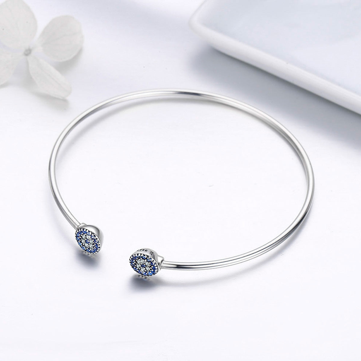 blue evil eye sterling silver fashion bracelet