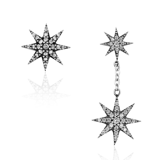 star earrings star shaped Fashion Sterling silver long earrings for Valentine's day