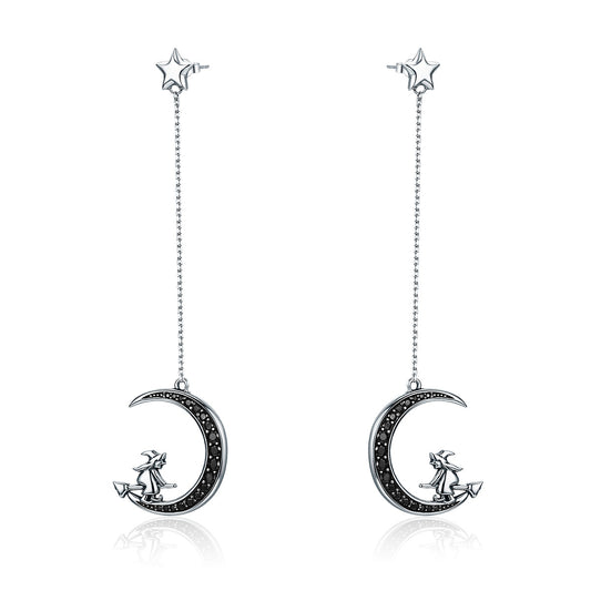 Moon and star earrings Fashion Sterling silver earrings for Valentine's day