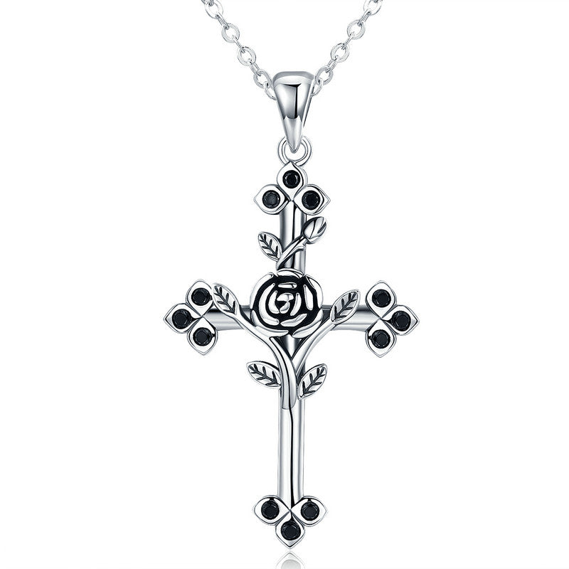 sterling silver cross pendant necklace cross necklace with sterling silver chain