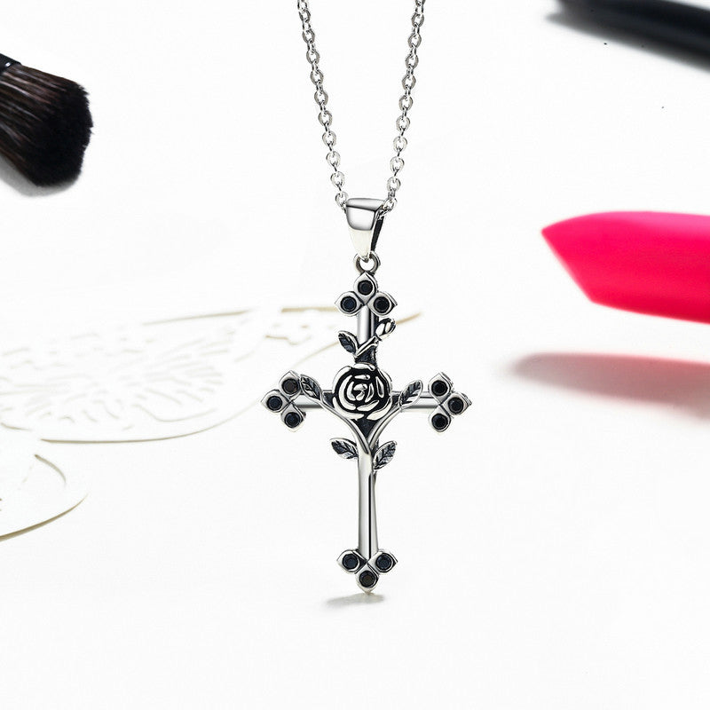 sterling silver cross pendant necklace cross necklace with sterling silver chain