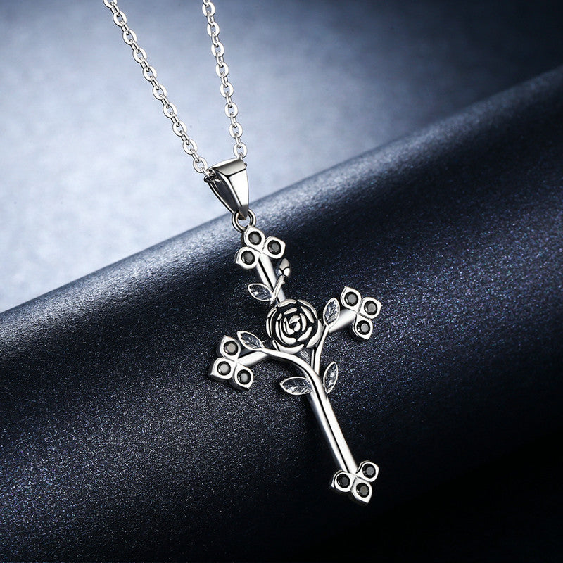 sterling silver cross pendant necklace cross necklace with sterling silver chain