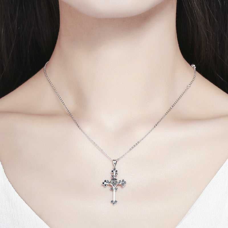 sterling silver cross pendant necklace cross necklace with sterling silver chain