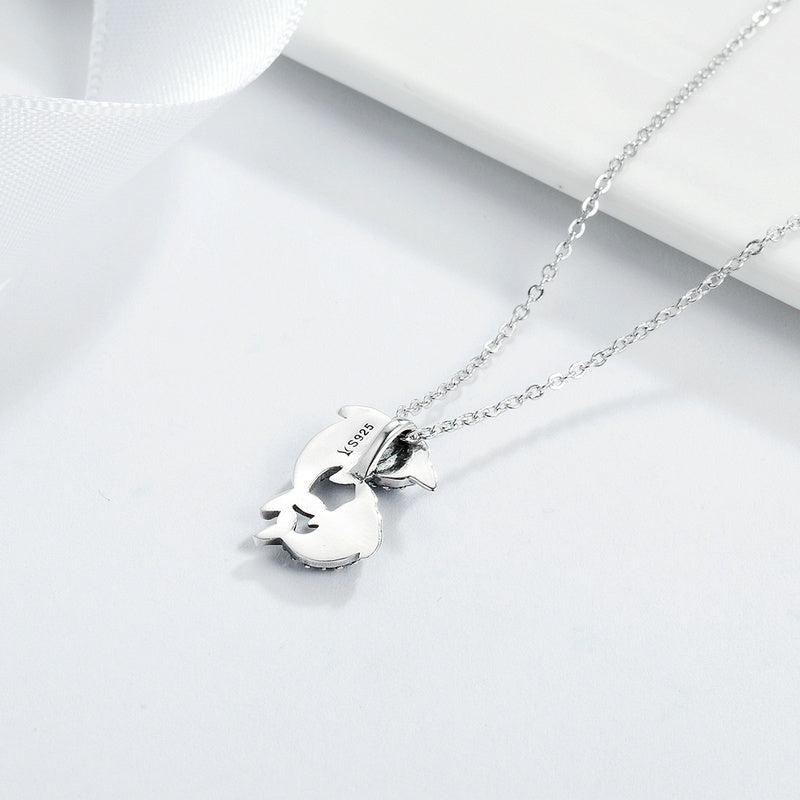 Sterling silver dolphin necklace dolphin jewelry with silver chain necklace