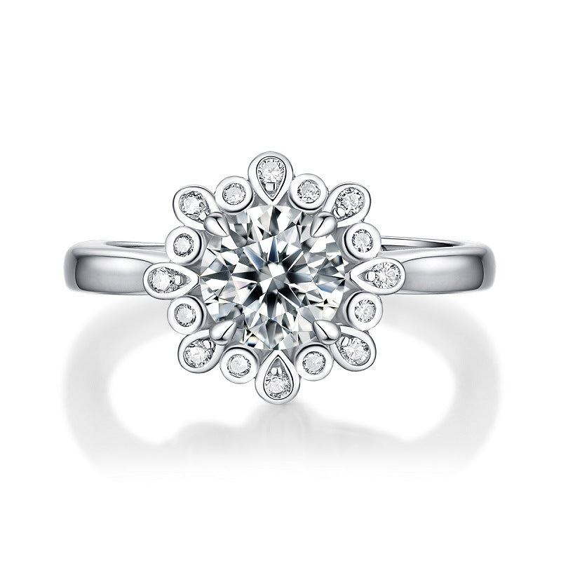 1.0 Carat Moissanite Diamond Sterling Silver Ring with adjustable ring band