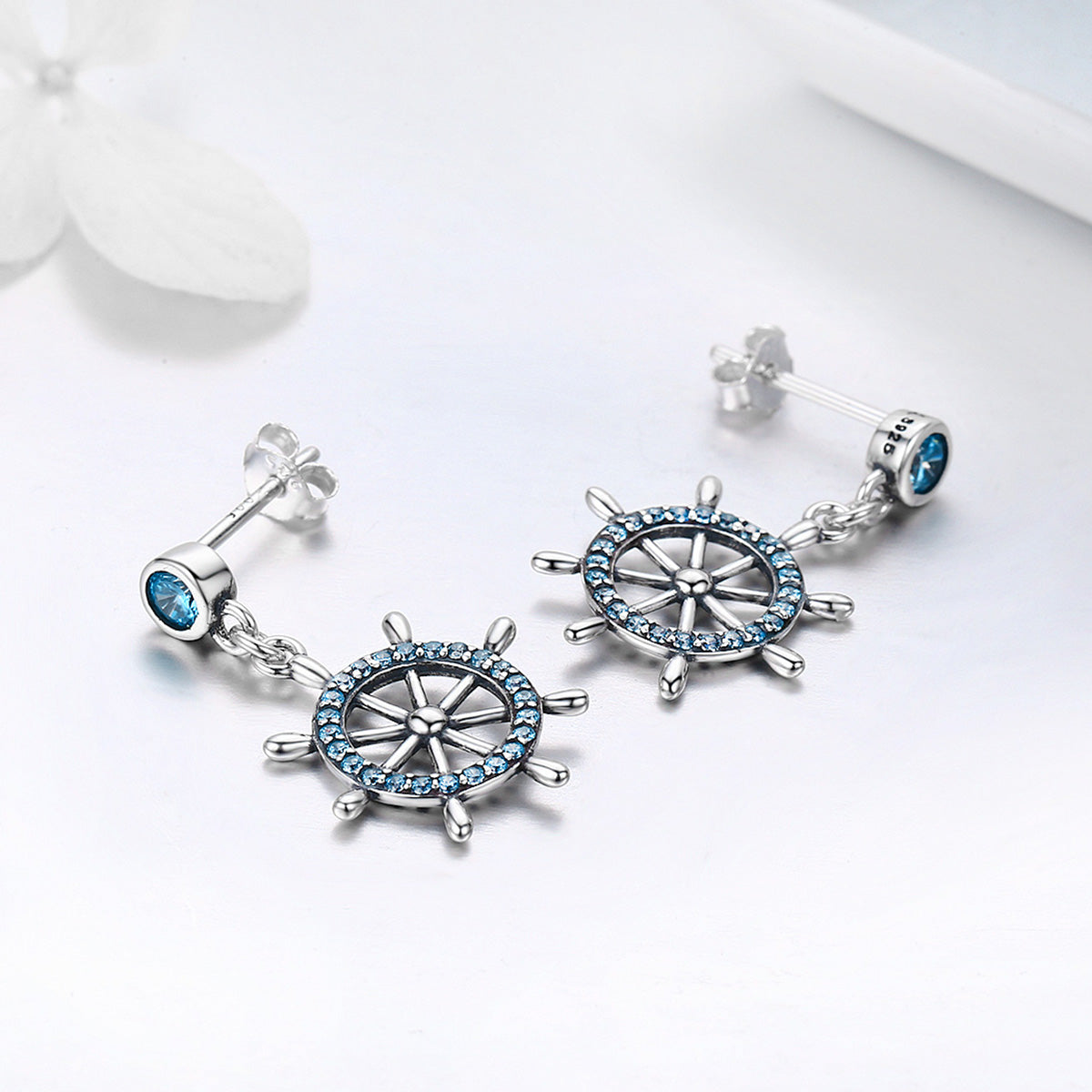 silver anchor earrings