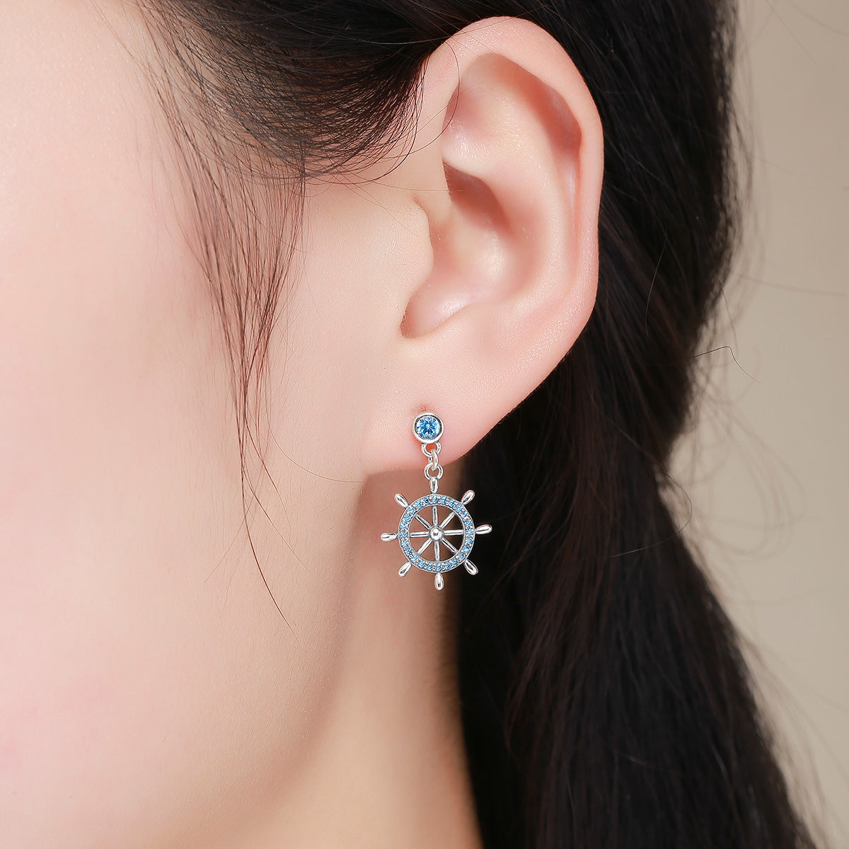 silver anchor earrings