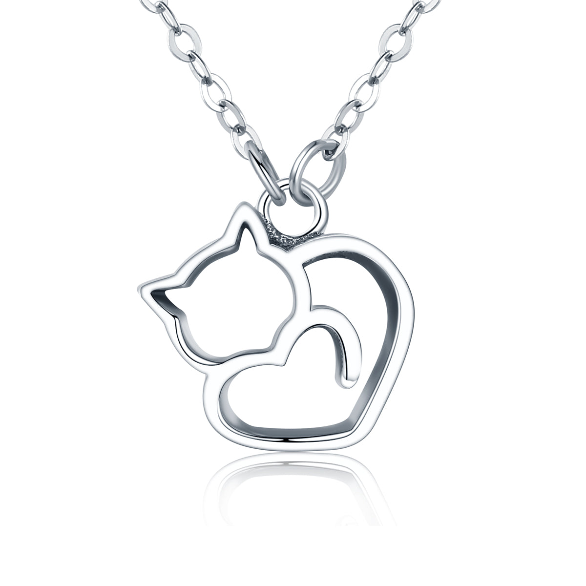 sterling silver cat necklace