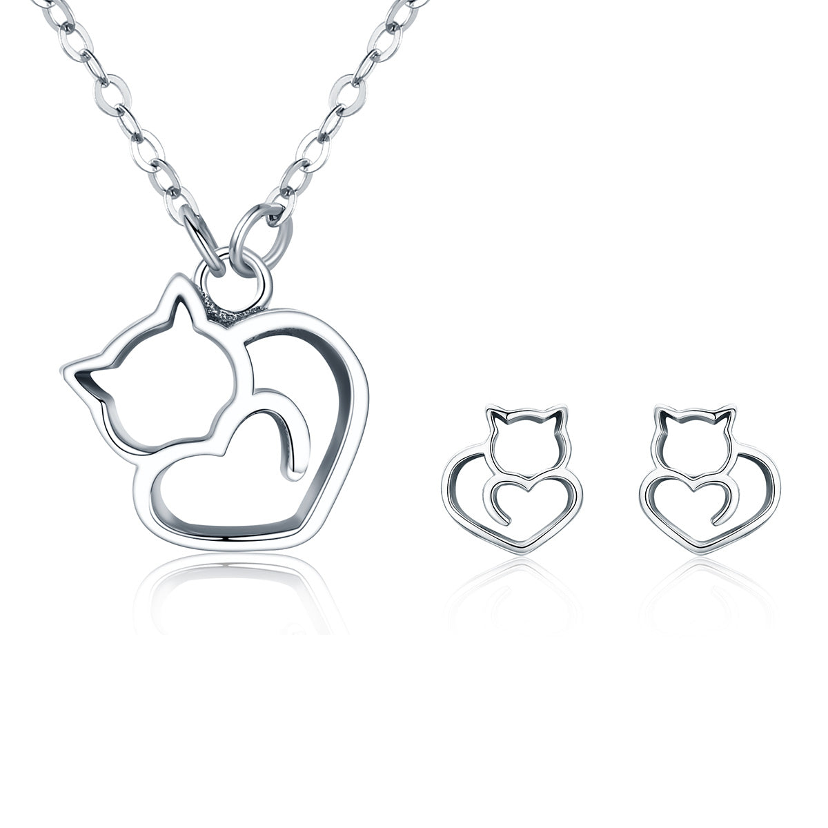 sterling silver cat necklace