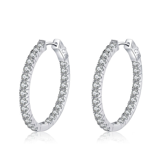 2.88CT Moissanite hoop Earrings D Color VVS1 Clarity Lab Created Diamond Earrings 18K White Gold Plated Hypoallergenic Sterling Silver Moissanite hoop Earrings